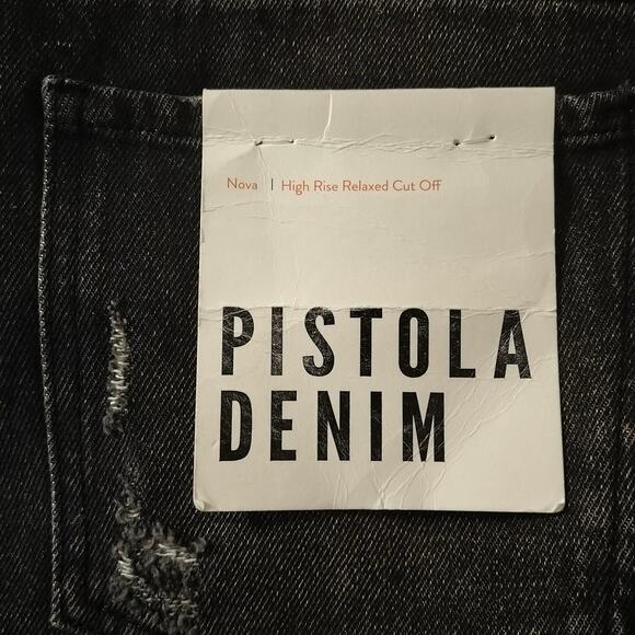 NEW Pistola Size 29 Nova Relaxed High Rise Cut Off Denim Jean Shorts Black - Picture 4 of 7